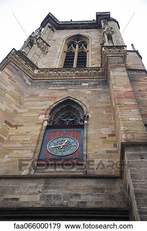 Clock tower of Saint Martin Church, Colmar, France View Large Photo Image Stock Photo - Clock tower of Saint Martin Church, Colmar, France. Fotosearch