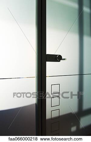Glass door in office View Large Photo Image Stock Photo - Glass door in office. Fotosearch