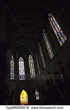 Stained glass windows inside of Saint Martin church, Colmar, France View Large Photo Image Stock Photo - Stained glass windows inside of Saint Martin church, Colmar, France. Fotosearch