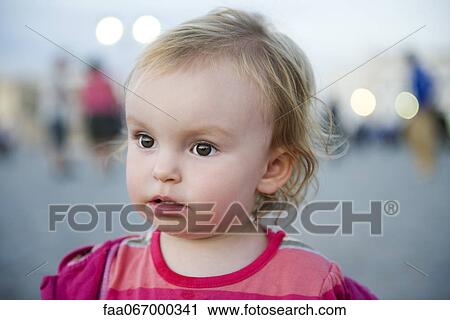 Stock Image - Baby girl, portrait. Fotosearch