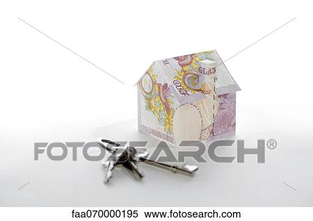 Model house folded with British pound banknotes and keys View Large Photo Image Stock Photography - Model house folded with British pound banknotes and keys. Fotosearch