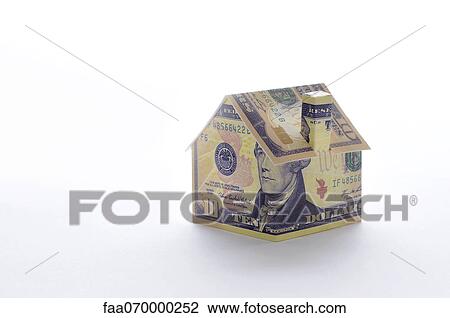 Model house folded with dollar bill View Large Photo Image Stock Image - Model house folded with dollar bill. Fotosearch