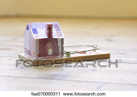 Stock Image - Model house on mousetrap. Fotosearch