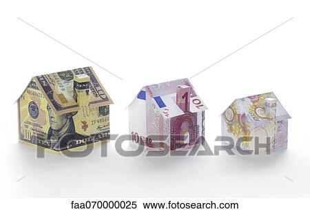 Model houses folded with different currencies View Large Photo Image Stock Photography - Model houses folded with different currencies. Fotosearch