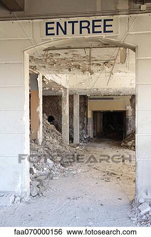 Obsolete entrance with heaps of rubble View Large Photo Image Stock Photograph - Obsolete entrance with heaps of rubble. Fotosearch