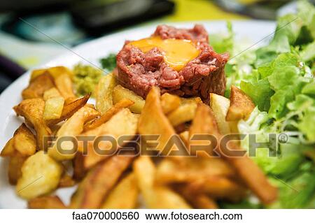 Steak tartare and french fries View Large Photo Image Stock Image - Steak tartare and french fries. Fotosearch