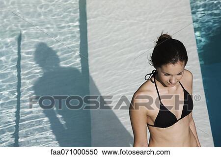 Stock Image - At swimming pool on hot summer day. Fotosearch