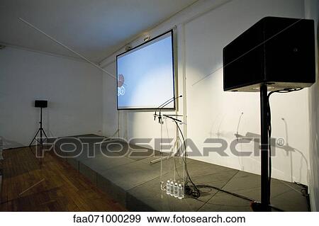 Blank projection screen in conference room View Large Photo Image Stock Photo - Blank projection screen in conference room. Fotosearch