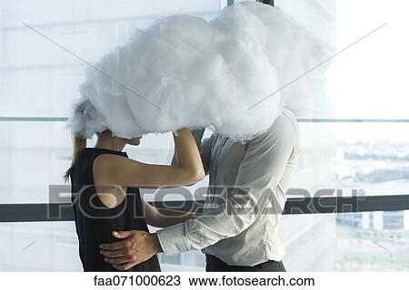 Businessman and businesswoman embracing behind cloud View Large Photo Image Stock Image - Businessman and businesswoman embracing behind cloud. Fotosearch