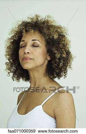 Woman with eyes closed, portrait View Large Photo Image Stock Photo - Woman with eyes closed, portrait. Fotosearch