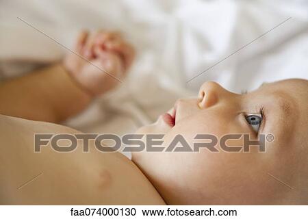 Baby lying on back, looking up View Large Photo Image Stock Image - Baby lying on back, looking up. Fotosearch