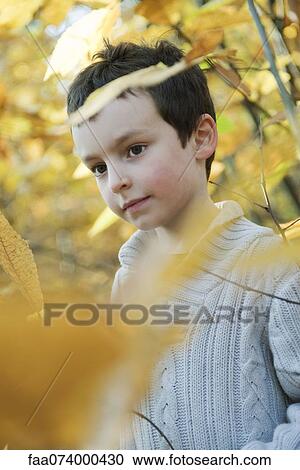 Boy in nature in autumn View Large Photo Image Stock Image - Boy in nature in autumn. Fotosearch