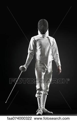 Stock Image - Fencer, portrait. Fotosearch