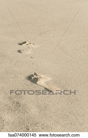 Stock Photography - Footprints in sand. Fotosearch