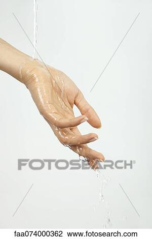 Stock Image - Hand under running water. Fotosearch