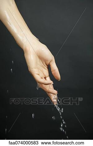 Stock Image - Hand under running water. Fotosearch