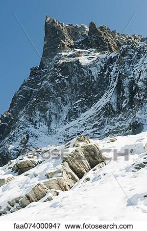 Snow-covered mountain peak View Large Photo Image Stock Photo - Snow-covered mountain peak. Fotosearch