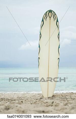Surfboard stuck in sand at the beach View Large Photo Image Stock Image - Surfboard stuck in sand at the beach. Fotosearch