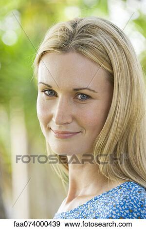 Woman smiling, portrait View Large Photo Image Stock Photo - Woman smiling, portrait. Fotosearch
