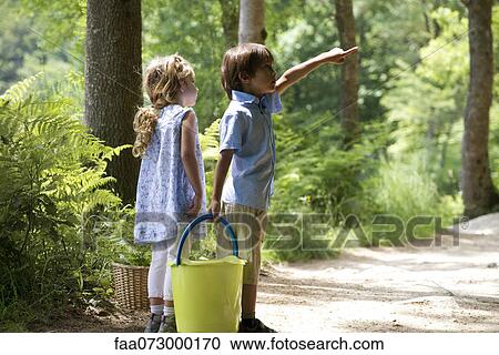 Children exploring woods together View Large Photo Image Stock Image - Children exploring woods together. Fotosearch