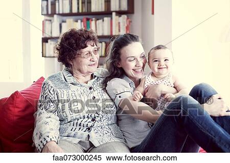 Stock Photography - Grandmother, mother and baby girl, portrait. Fotosearch