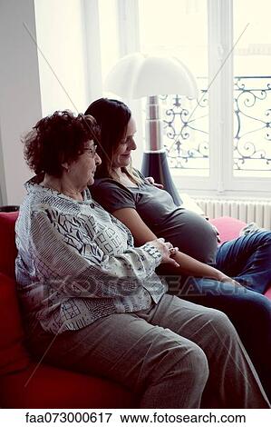 Mother and pregnant daughter View Large Photo Image Stock Photo - Mother and pregnant daughter. Fotosearch