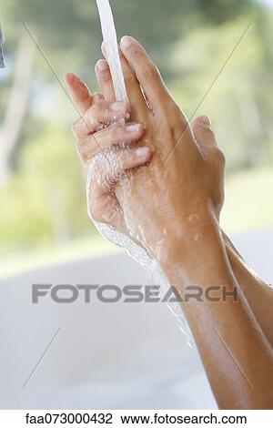 Stock Image - Washing hands, cropped. Fotosearch