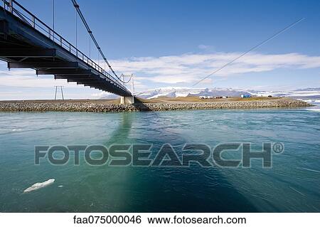 Stock Photograph - Bridge over Jokulsarlon glacial lagoon, Iceland. Fotosearch
