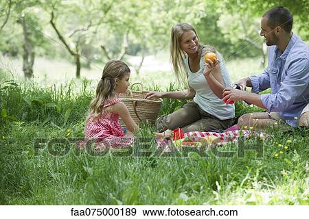 Family having picnic outdoors View Large Photo Image Stock Photo - Family having picnic outdoors. Fotosearch