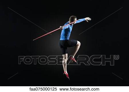 Male athlete leaping with javelin View Large Photo Image Stock Photography - Male athlete leaping with javelin. Fotosearch