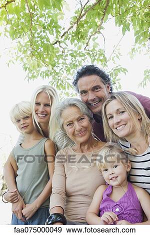 Stock Photo - Multi-generation family, portrait. Fotosearch