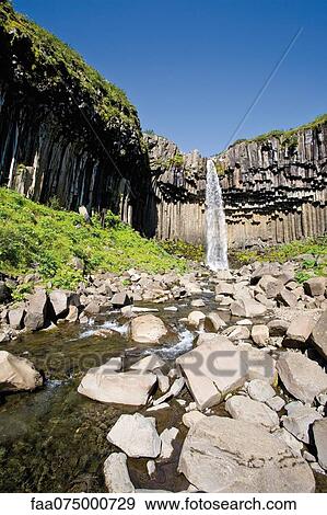 Svartifoss waterfall and basalt columns, Skaftafell National Park, Iceland View Large Photo Image Stock Photo - Svartifoss waterfall and basalt columns, Skaftafell National Park, Iceland. Fotosearch