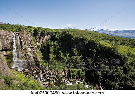 Waterfall in Skaftafell National Park, Iceland View Large Photo Image Stock Image - Waterfall in Skaftafell National Park, Iceland. Fotosearch