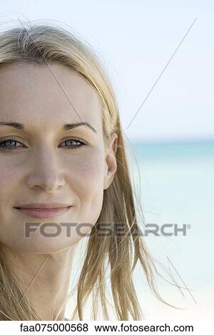 Woman outdoors, smiling, portrait View Large Photo Image Stock Photo - Woman outdoors, smiling, portrait. Fotosearch