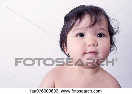 Stock Image - Baby girl, portrait. Fotosearch