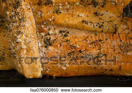 Baked trout, close-up View Large Photo Image Stock Image - Baked trout, close-up. Fotosearch