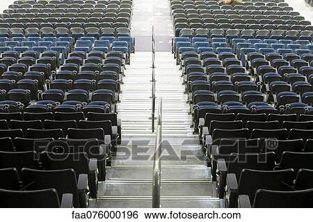 Stock Photograph - Bleachers in stadium, high angle view. Fotosearch