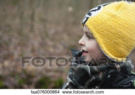 Boy with knit hat, portrait, side view View Large Photo Image Picture - Boy with knit hat, portrait, side view. Fotosearch