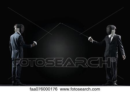 Stock Photograph - Businessmen fencing. Fotosearch