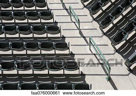 Stock Image - Empty stadium seating, overhead view. Fotosearch