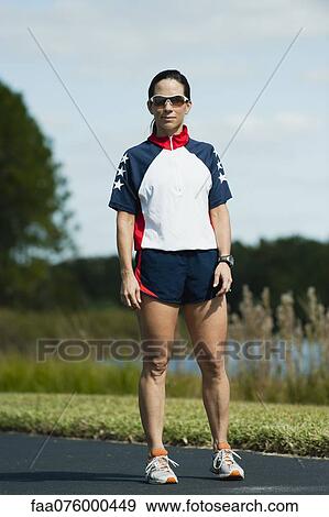 Stock Photo - Female athlete, portrait. Fotosearch