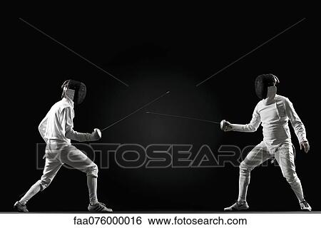Stock Photograph - Fencers fencing. Fotosearch