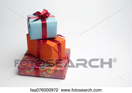Stock Image - Festively wrapped gifts. Fotosearch