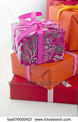 Stock Photo - Festively wrapped gifts. Fotosearch