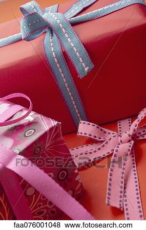 Stock Photo - Festively wrapped gifts. Fotosearch