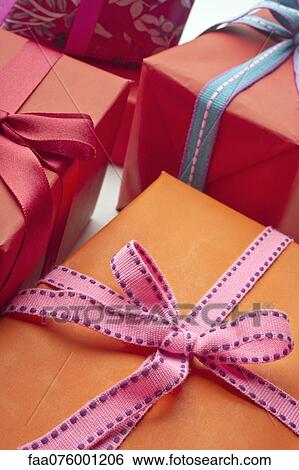 Stock Photograph - Festively wrapped gifts. Fotosearch