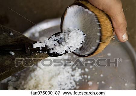 Stock Photo - Grating fresh coconut. Fotosearch