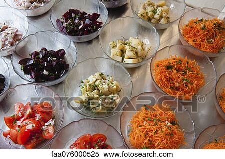Stock Photography - Variety of vegetable salads. Fotosearch
