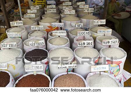 Vietnam, assorted varieties of rice in market View Large Photo Image Stock Image - Vietnam, assorted varieties of rice in market. Fotosearch
