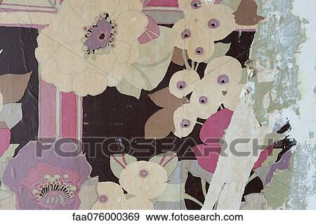 Wallpaper with floral pattern, partially peeled View Large Photo Image Stock Photo - Wallpaper with floral pattern, partially peeled. Fotosearch